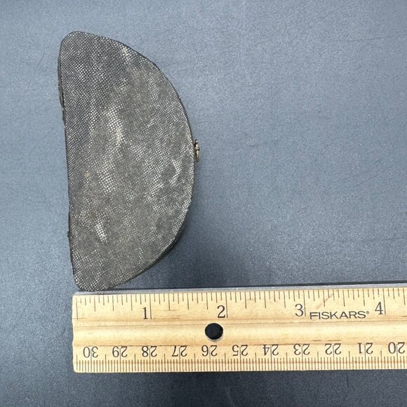 Antique Fish Skin Compact Box Wooden Pink Velvet Black Vanity Victorian Trinket - Picture 13 of 14